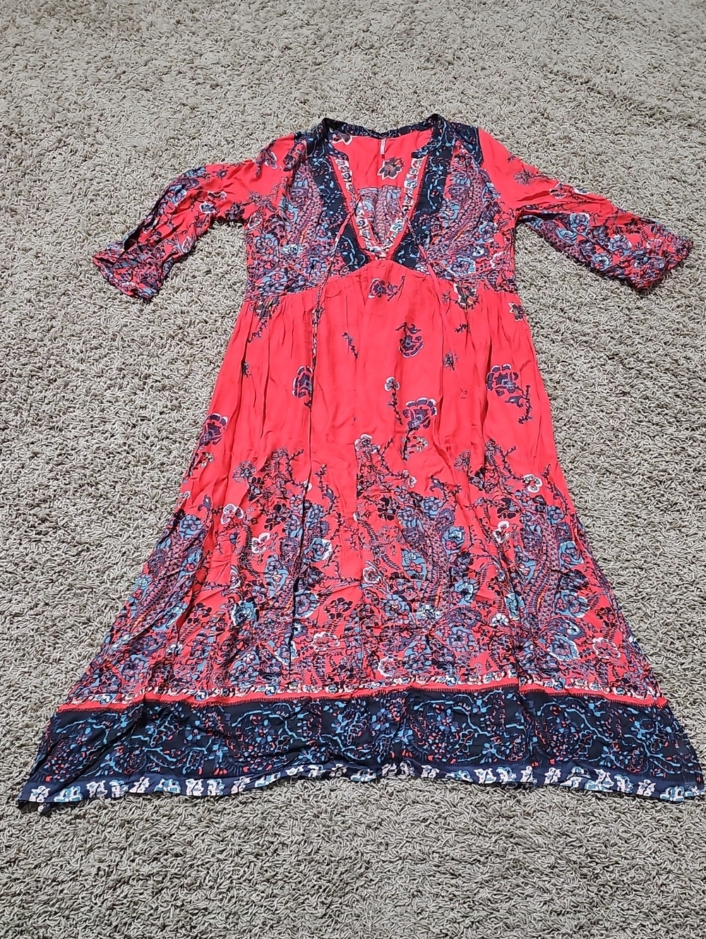 Free People If You Only Knew Dress Boho Floral Vneck Flowy Medium Maxi - Picture 8 of 11